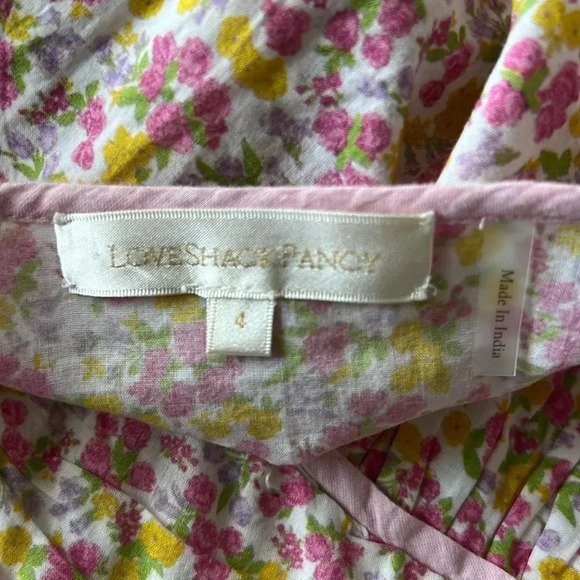 LoveShackFancy Pink Marquise Floral‎ Boho Mini Dress sz 4 - Picture 8 of 9